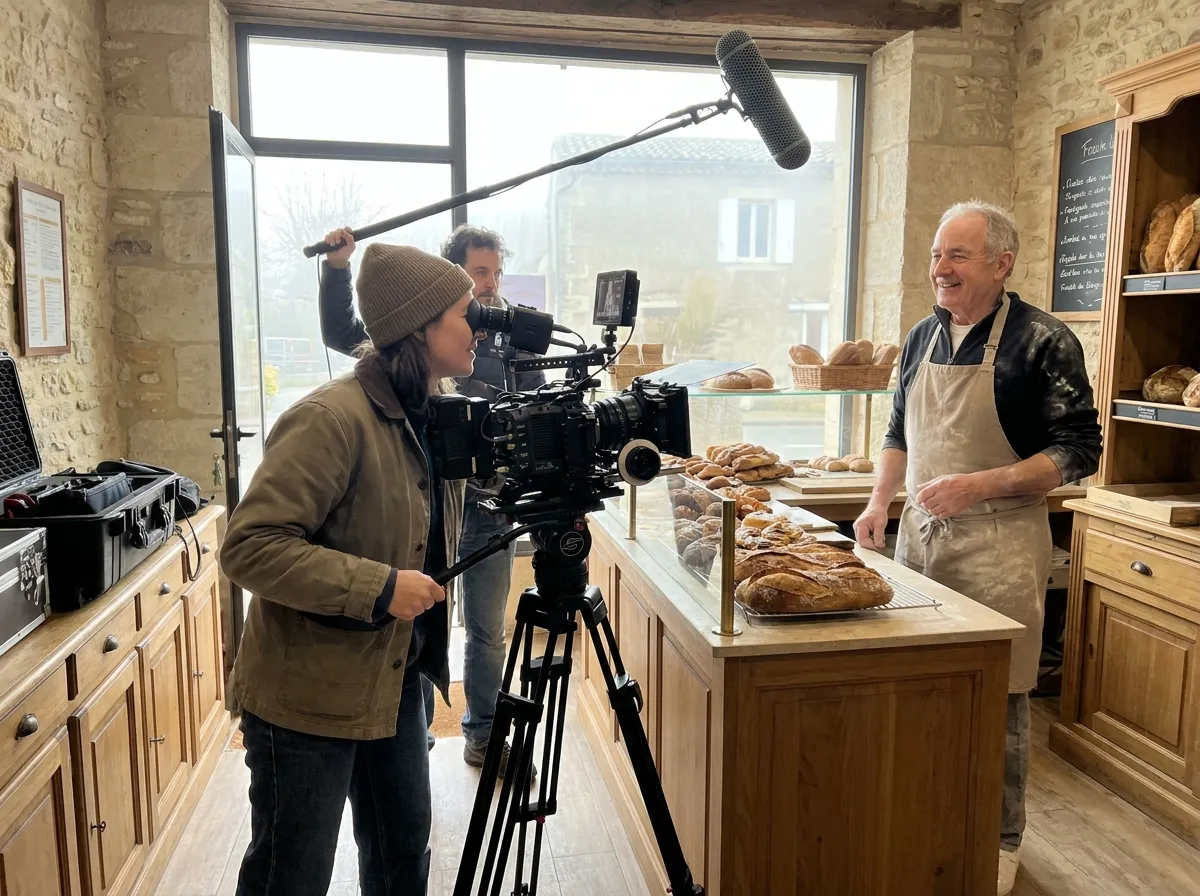 Tournage d'un spot avec une équipe de production